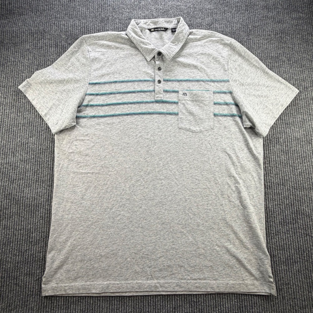 Travis Mathew Striped Polo Shirt Gray 3XL Golf Casual Performance
